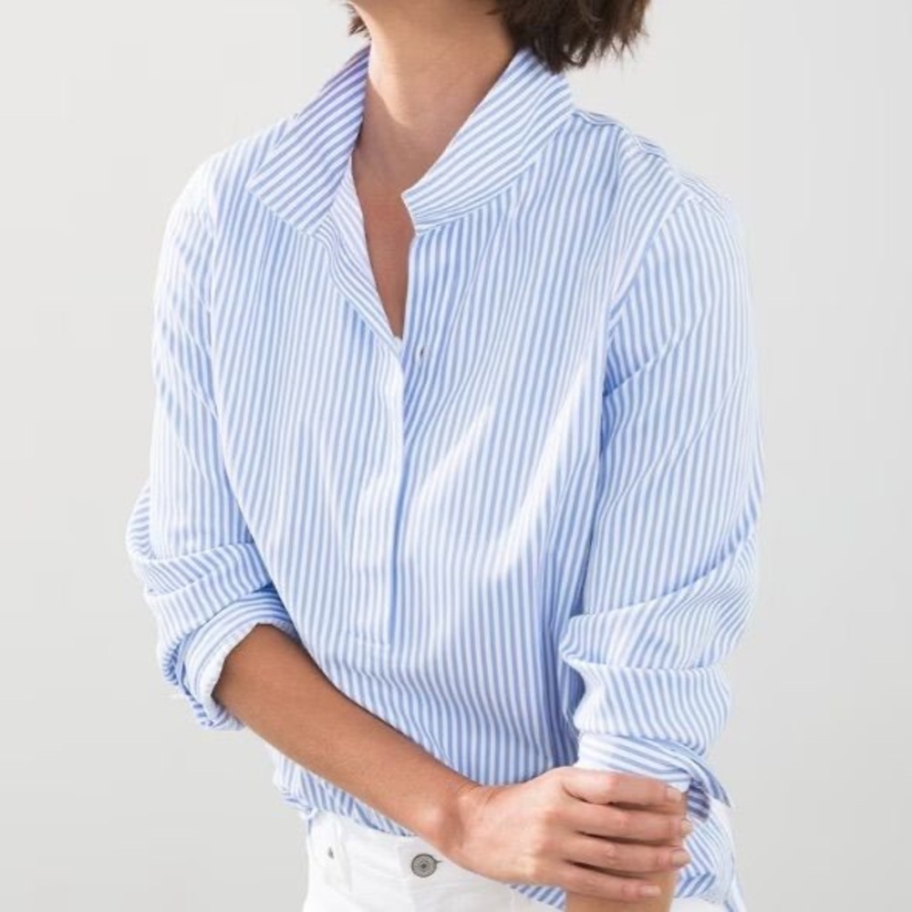 Chicos , Blue and White Striped Shirt